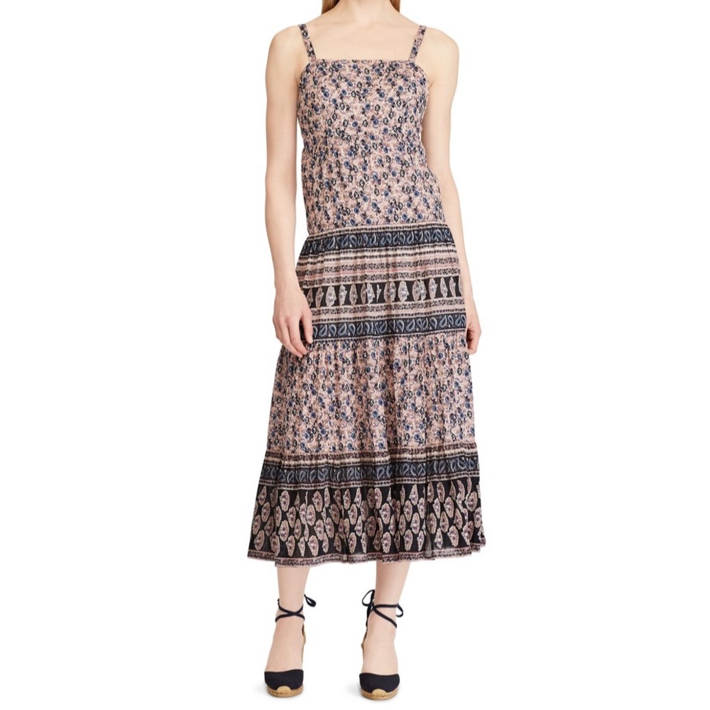 NWT Chaps Floral Smocked Maxi Dress SZ M